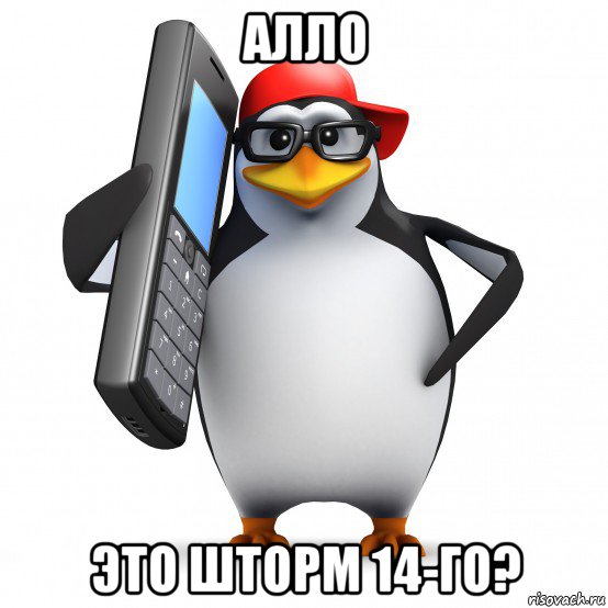 алло это шторм 14-гo?, Мем   Пингвин звонит