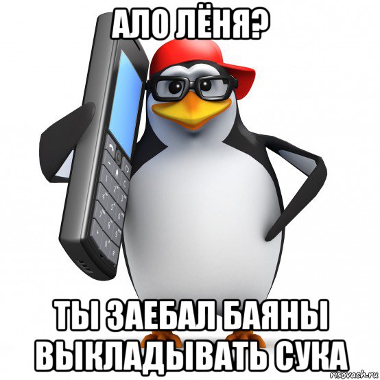 ало лёня? ты заебал баяны выкладывать сука, Мем   Пингвин звонит