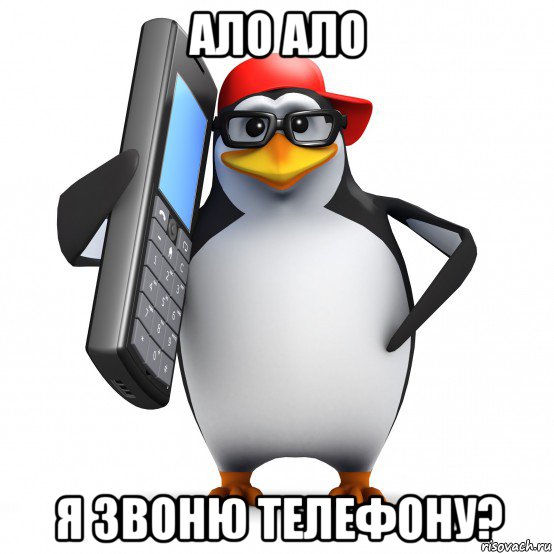 ало ало я звоню телефону?, Мем   Пингвин звонит