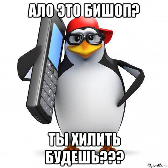 ало это бишоп? ты хилить будешь???, Мем   Пингвин звонит