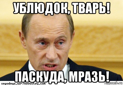 ублюдок, тварь! паскуда, мразь!, Мем  Путин