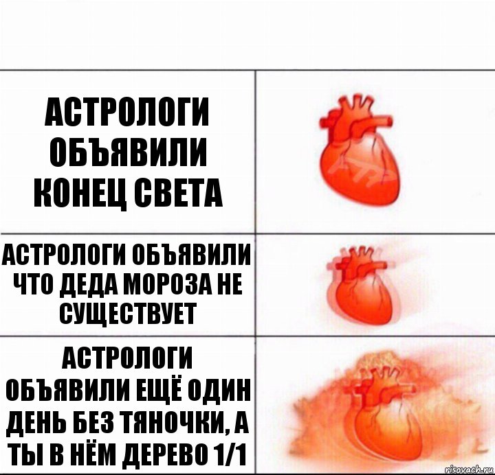 Астрологи объявили конец света Астрологи объявили что Деда Мороза не существует Астрологи объявили ещё один день без тяночки, а ты в нём Дерево 1/1, Комикс  Расширяюшее сердце