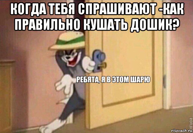 когда тебя спрашивают -как правильно кушать дошик? , Мем    Ребята я в этом шарю