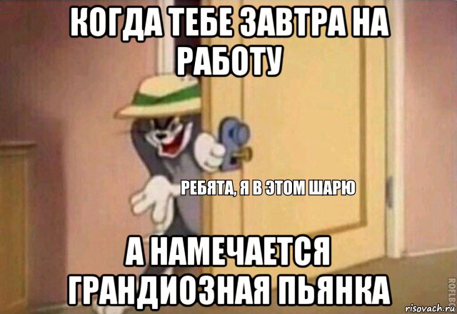 когда тебе завтра на работу а намечается грандиозная пьянка, Мем    Ребята я в этом шарю