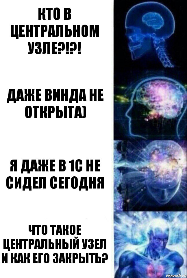 КТО В ЦЕНТРАЛЬНОМ УЗЛЕ?!?! Даже винда не открыта) Я даже в 1С не сидел сегодня Что такое центральный узел и как его закрыть?, Комикс  Сверхразум