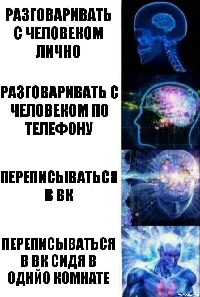 разговаривать с человеком лично разговаривать с человеком по телефону Переписываться в вк переписываться в вк сидя в однйо комнате, Комикс  Сверхразум