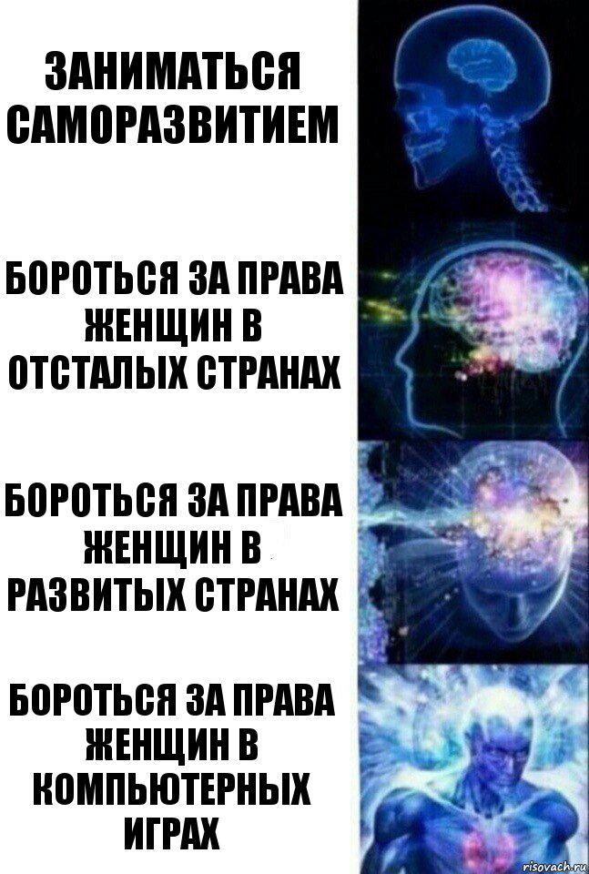 заниматься саморазвитием бороться за права женщин в отсталых странах бороться за права женщин в развитых странах Бороться за права женщин в компьютерных играх, Комикс  Сверхразум