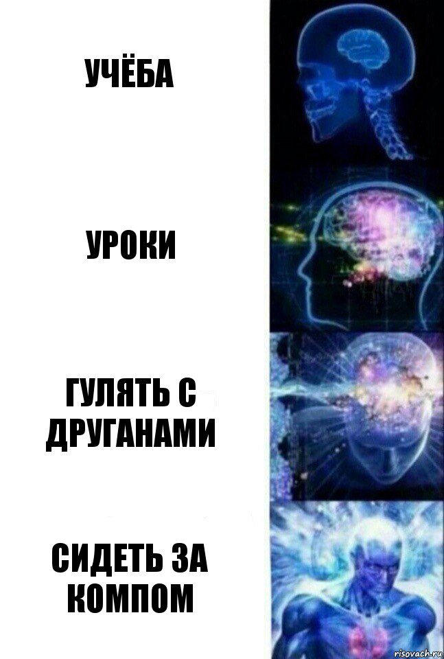 учёба уроки гулять с друганами СИДЕТЬ ЗА КОМПОМ, Комикс  Сверхразум