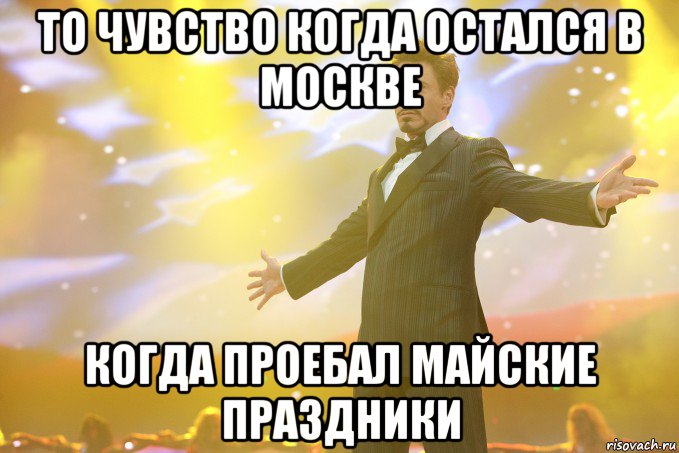 то чувство когда остался в москве когда проебал майские праздники, Мем Тони Старк (Роберт Дауни младший)