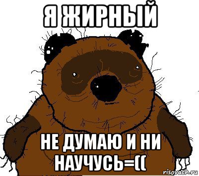 я жирный не думаю и ни научусь=((, Мем  Винни збс