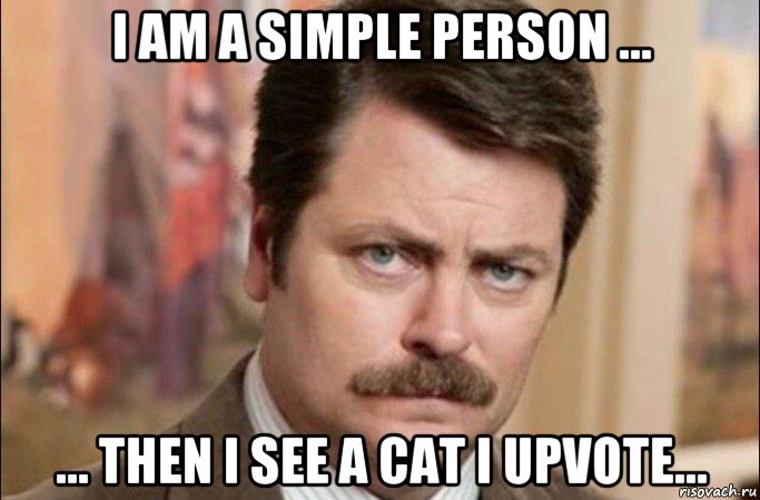 i am a simple person ... ... then i see a cat i upvote..., Мем  Я человек простой