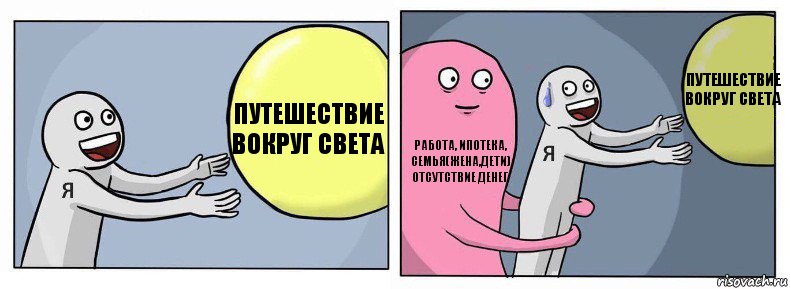 Путешествие вокруг света Работа, ипотека, семья(жена,дети) отсутствие денег Путешествие вокруг света, Комикс Я и жизнь