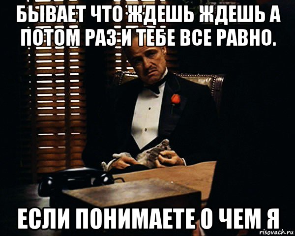 бывает что ждешь ждешь а потом раз и тебе все равно. если понимаете о чем я, Мем Дон Вито Корлеоне