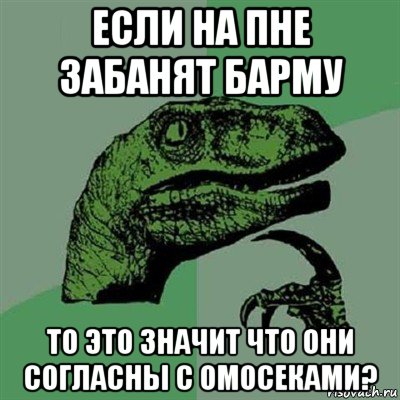 если на пне забанят барму то это значит что они согласны с омосеками?, Мем Филосораптор