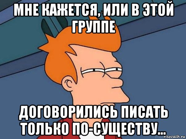 мне кажется, или в этой группе договорились писать только по-существу..., Мем  Фрай (мне кажется или)
