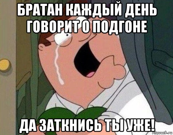 братан каждый день говорит о подгоне да заткнись ты уже!, Мем Гриффин плачет