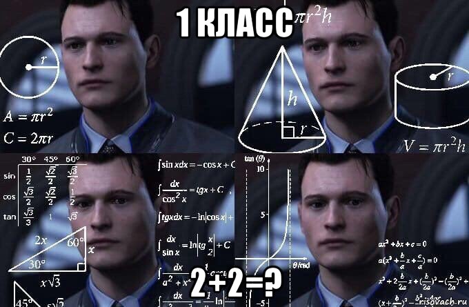 1 класс 2+2=?, Мем  Коннор задумался