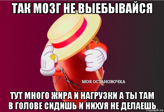 так мозг не выебывайся тут много жира и нагрузки а ты там в голове сидишь и нихуя не делаешь, Мем   Моя остановочка