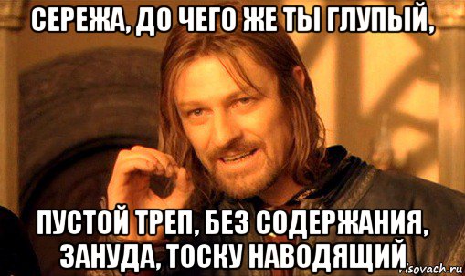 сережа, до чего же ты глупый, пустой треп, без содержания, зануда, тоску наводящий, Мем Нельзя просто так взять и (Боромир мем)