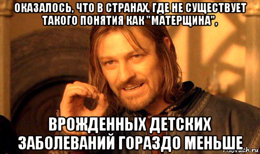 оказалось, что в странах, где не существует такого понятия как "матерщина", врожденных детских заболеваний гораздо меньше, Мем Нельзя просто так взять и (Боромир мем)