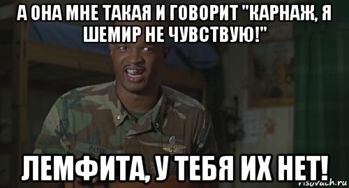 а она мне такая и говорит "карнаж, я шемир не чувствую!" лемфита, у тебя их нет!