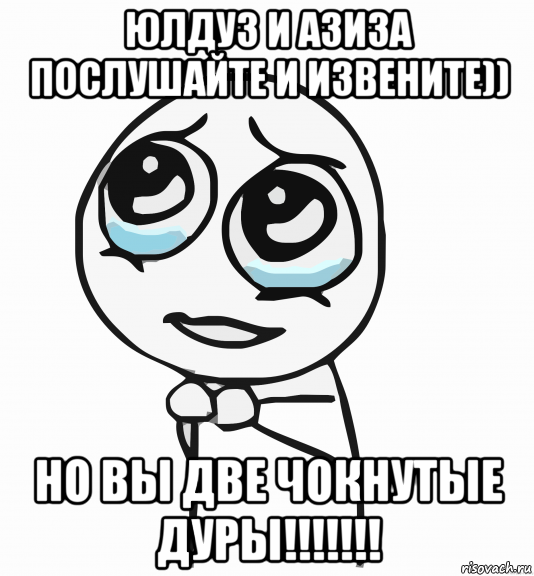 юлдуз и азиза послушайте и извените)) но вы две чокнутые дуры!!!!!!!, Мем  ну пожалуйста (please)