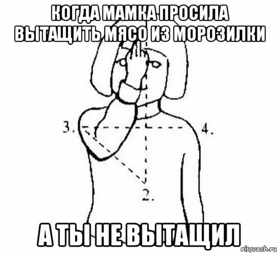 когда мамка просила вытащить мясо из морозилки а ты не вытащил, Мем  Перекреститься