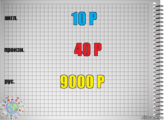 10 р 40 р 9000 р, Комикс  Перевод с английского