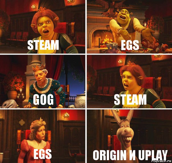 STEAM EGS GOG STEAM EGS ORIGIN и UPLAY, Комикс  Шрек Фиона Гарольд Осел