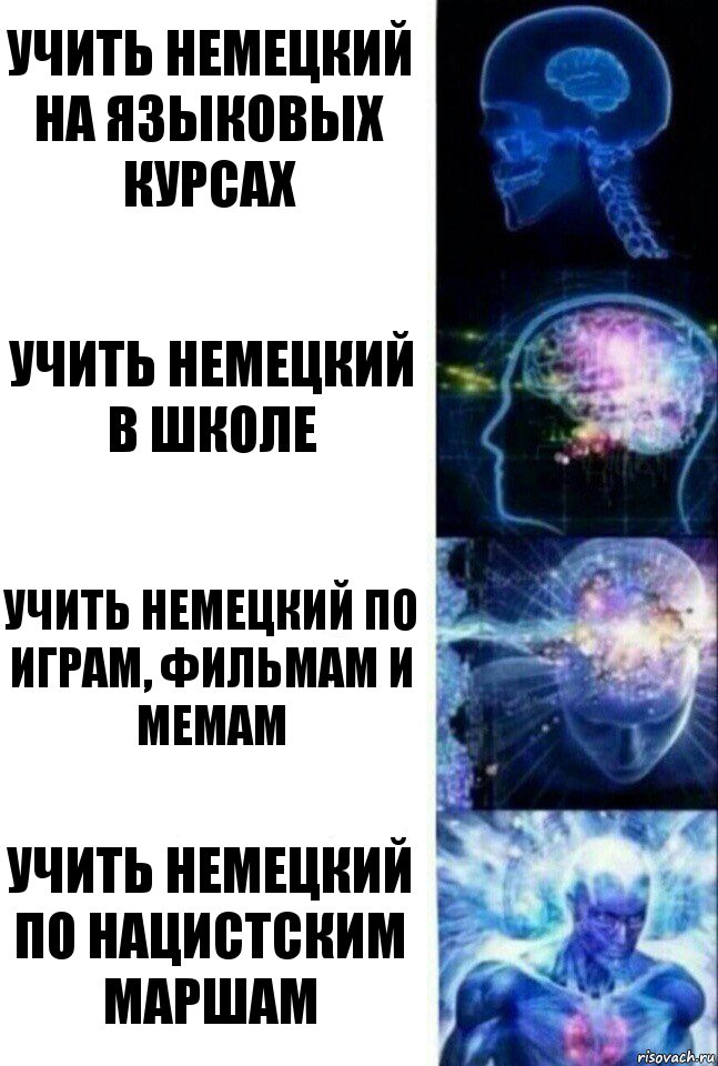 Учить немецкий на языковых курсах Учить немецкий в школе Учить немецкий по играм, фильмам и мемам Учить немецкий по нацистским маршам, Комикс  Сверхразум