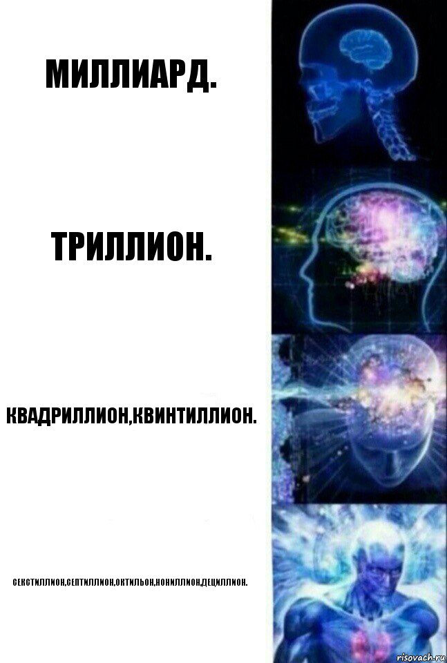 Миллиард. Триллион. Квадриллион,квинтиллион. Секстиллион,септиллион,октильон,нониллион,дециллион., Комикс  Сверхразум