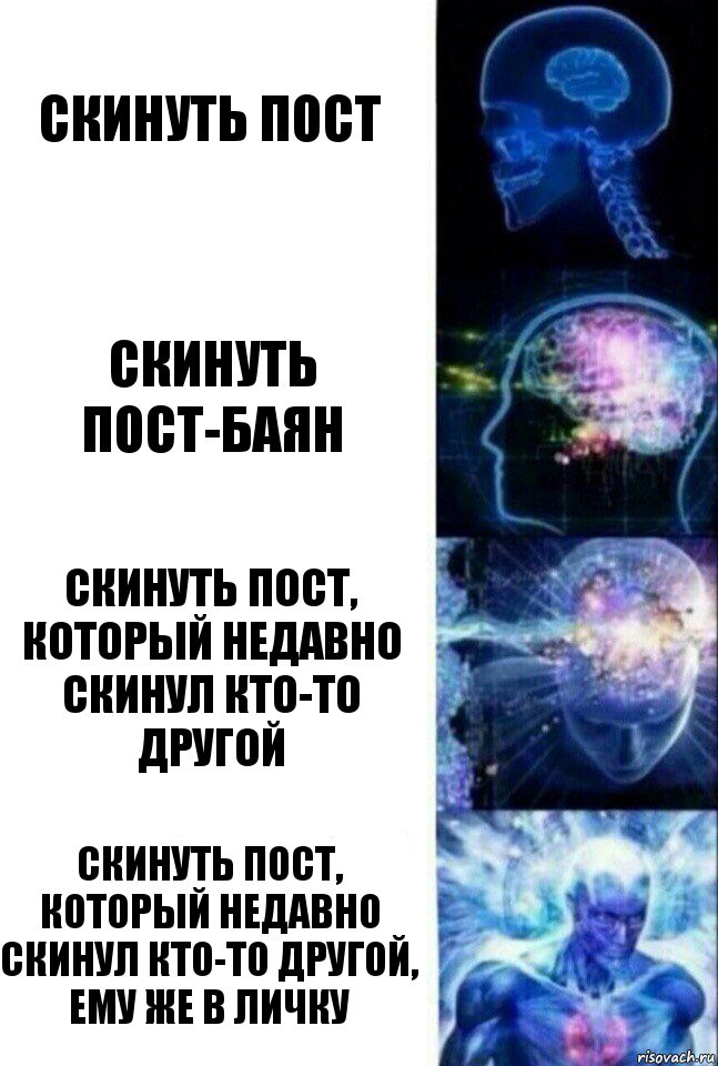 Скинуть пост Скинуть пост-баян Скинуть пост, который недавно скинул кто-то другой Скинуть пост, который недавно скинул кто-то другой, ему же в личку, Комикс  Сверхразум