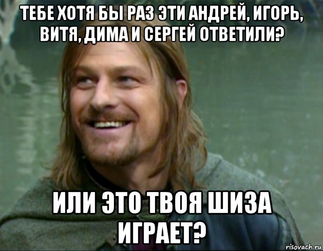 тебе хотя бы раз эти андрей, игорь, витя, дима и сергей ответили? или это твоя шиза играет?, Мем Тролль Боромир