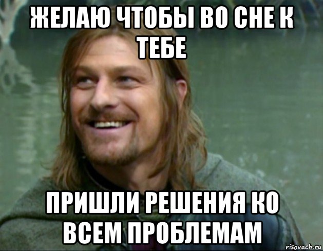 желаю чтобы во сне к тебе пришли решения ко всем проблемам, Мем Тролль Боромир