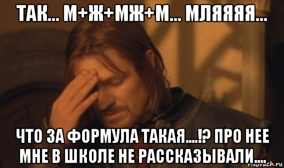 так... м+ж+мж+м... мляяяя... что за формула такая....!? про нее мне в школе не рассказывали...., Мем Закрывает лицо