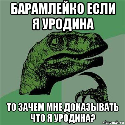 барамлейко если я уродина то зачем мне доказывать что я уродина?, Мем Филосораптор