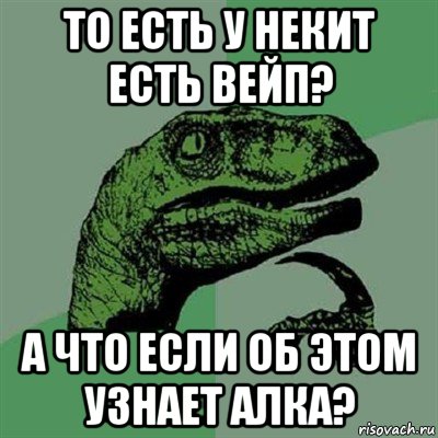 то есть у некит есть вейп? а что если об этом узнает алка?, Мем Филосораптор