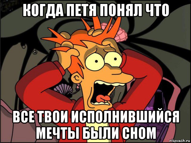 когда петя понял что все твои исполнившийся мечты были сном, Мем Фрай в панике