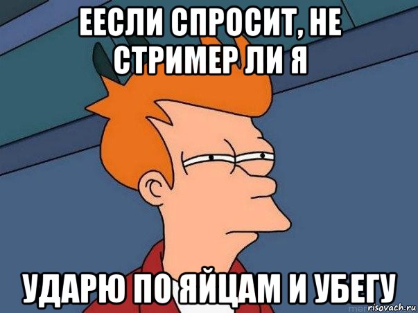 еесли спросит, не стример ли я ударю по яйцам и убегу, Мем  Фрай (мне кажется или)