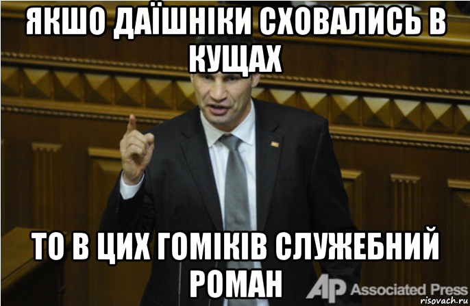 якшо даїшніки сховались в кущах то в цих гоміків служебний роман, Мем кличко философ