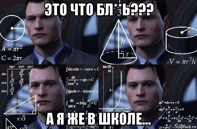 это что бл**ь??? а я же в школе..., Мем  Коннор задумался