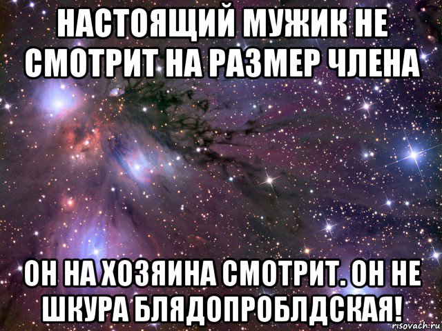 настоящий мужик не смотрит на размер члена он на хозяина смотрит. он не шкура блядопроблдская!