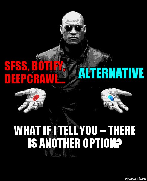 SFSS, Botify, DeepCrawl... Alternative What if I tell you – there is another option?, Комикс Выбор