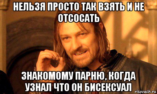 нельзя просто так взять и не отсосать знакомому парню, когда узнал что он бисексуал, Мем Нельзя просто так взять и (Боромир мем)