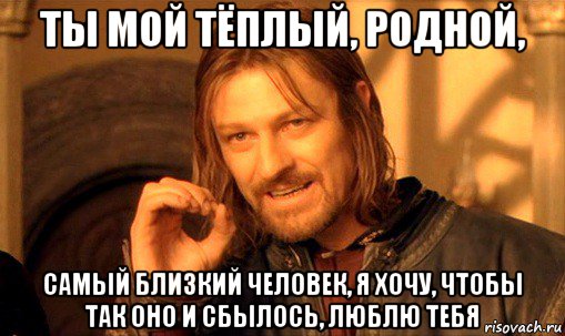 ты мой тёплый, родной, самый близкий человек, я хочу, чтобы так оно и сбылось, люблю тебя, Мем Нельзя просто так взять и (Боромир мем)