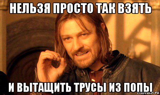 нельзя просто так взять и вытащить трусы из попы, Мем Нельзя просто так взять и (Боромир мем)