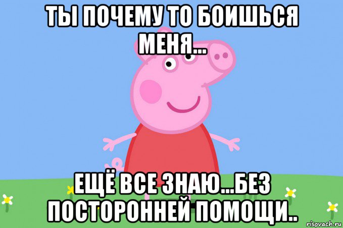 ты почему то боишься меня... ещё все знаю...без посторонней помощи.., Мем Пеппа