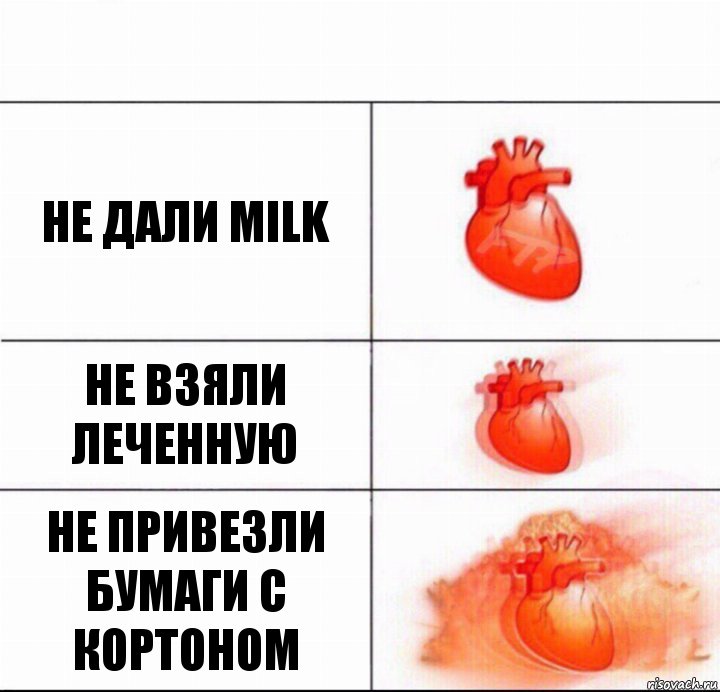 не дали milk не взяли леченную не привезли бумаги с кортоном