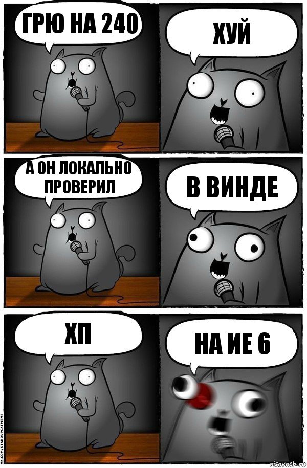 Грю на 240 ХУЙ А он локально проверил В винде ХП на ИЕ 6, Комикс  Стендап-кот