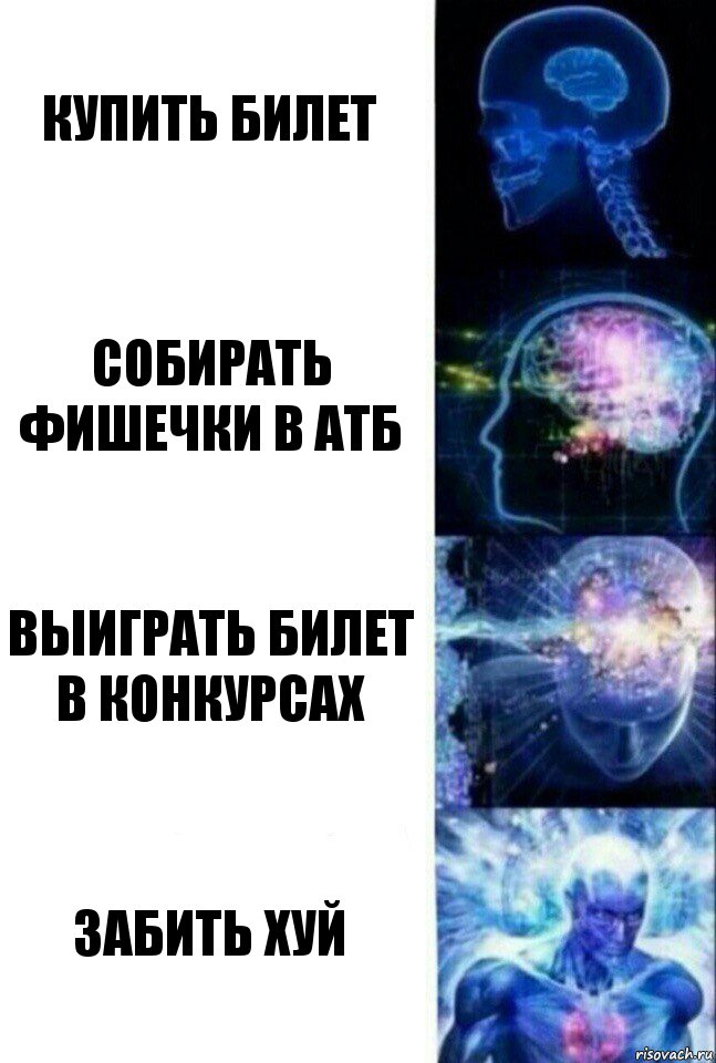 Купить билет Собирать фишечки в АТБ Выиграть билет в конкурсах Забить хуй, Комикс  Сверхразум